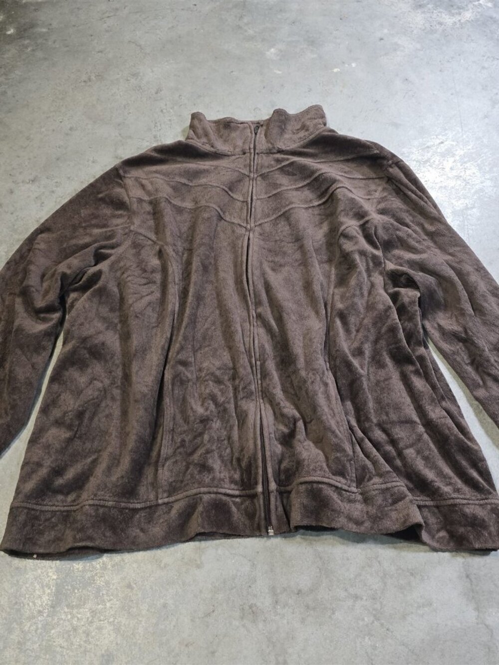 Liz & Me Sport Women's Plus 3X 26/28W Brown Velour Track Jacket
